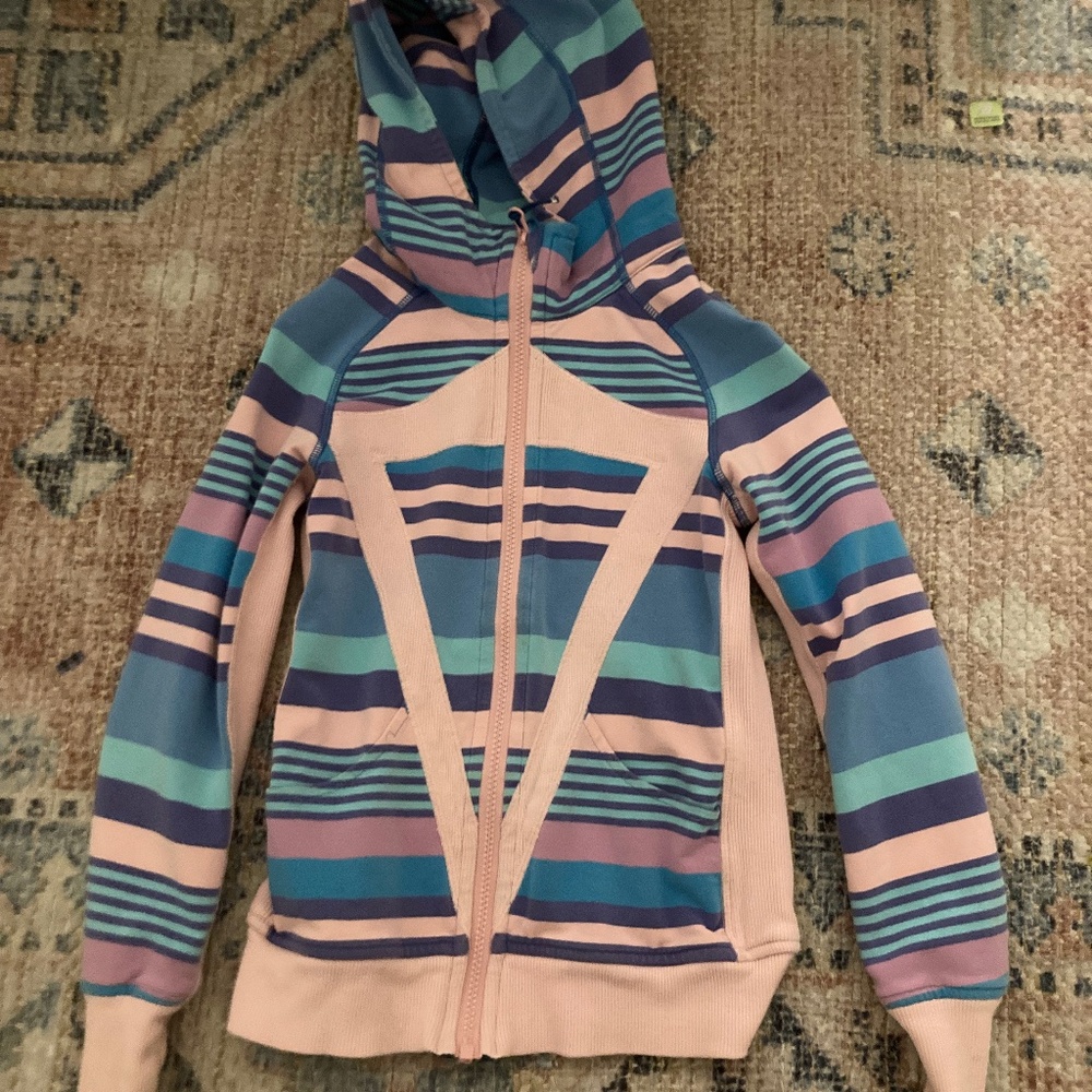 ivivva workout jacket, size 8, pink blue purple